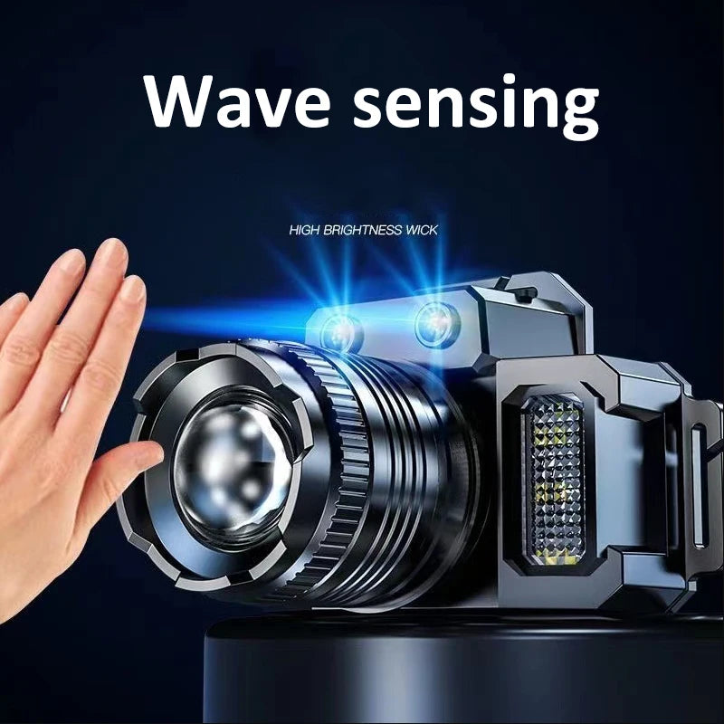 Rechargeable LED Sensor Headlamp for Camping Searchlight