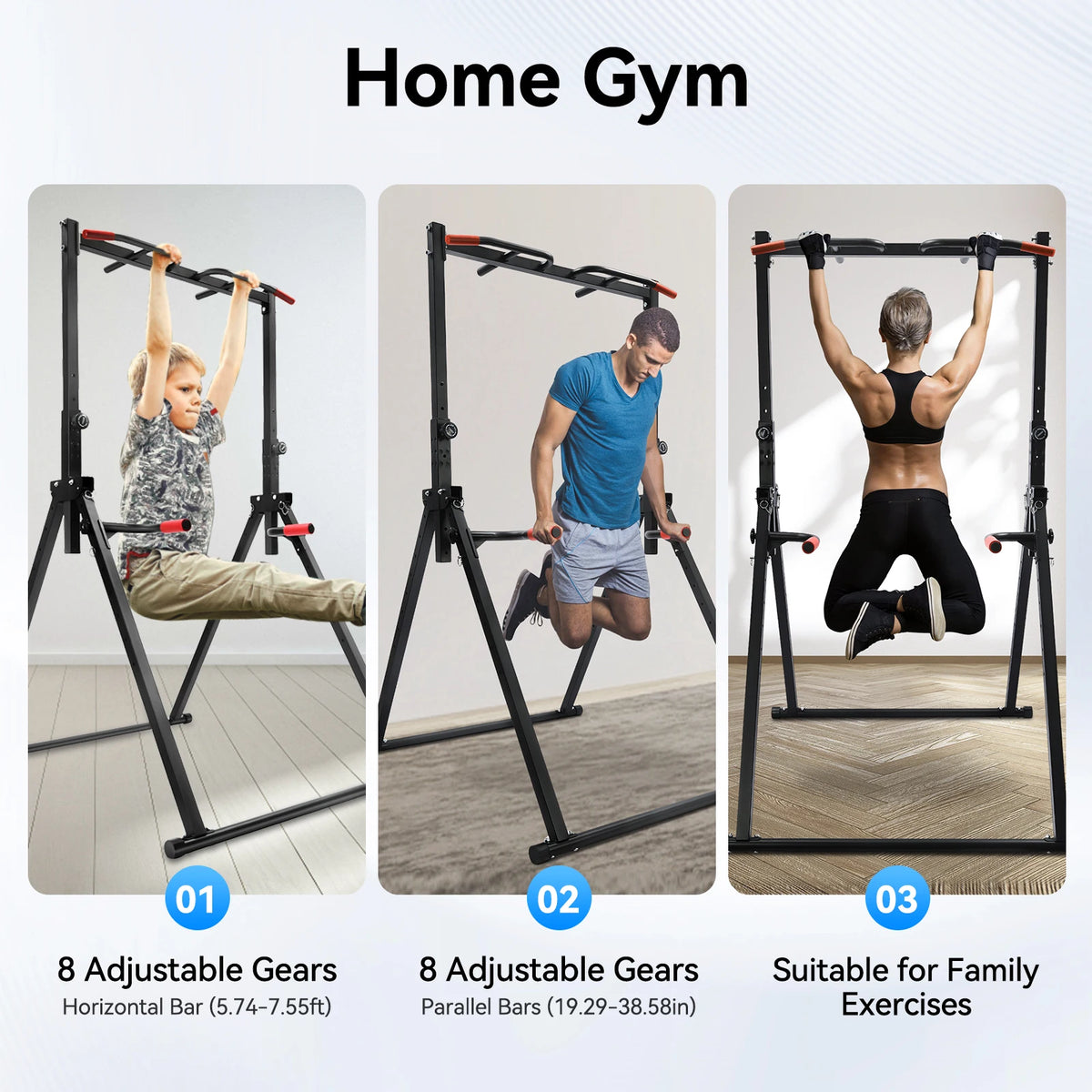 Adjustable Foldable Pull Up Bar Home Gym Station