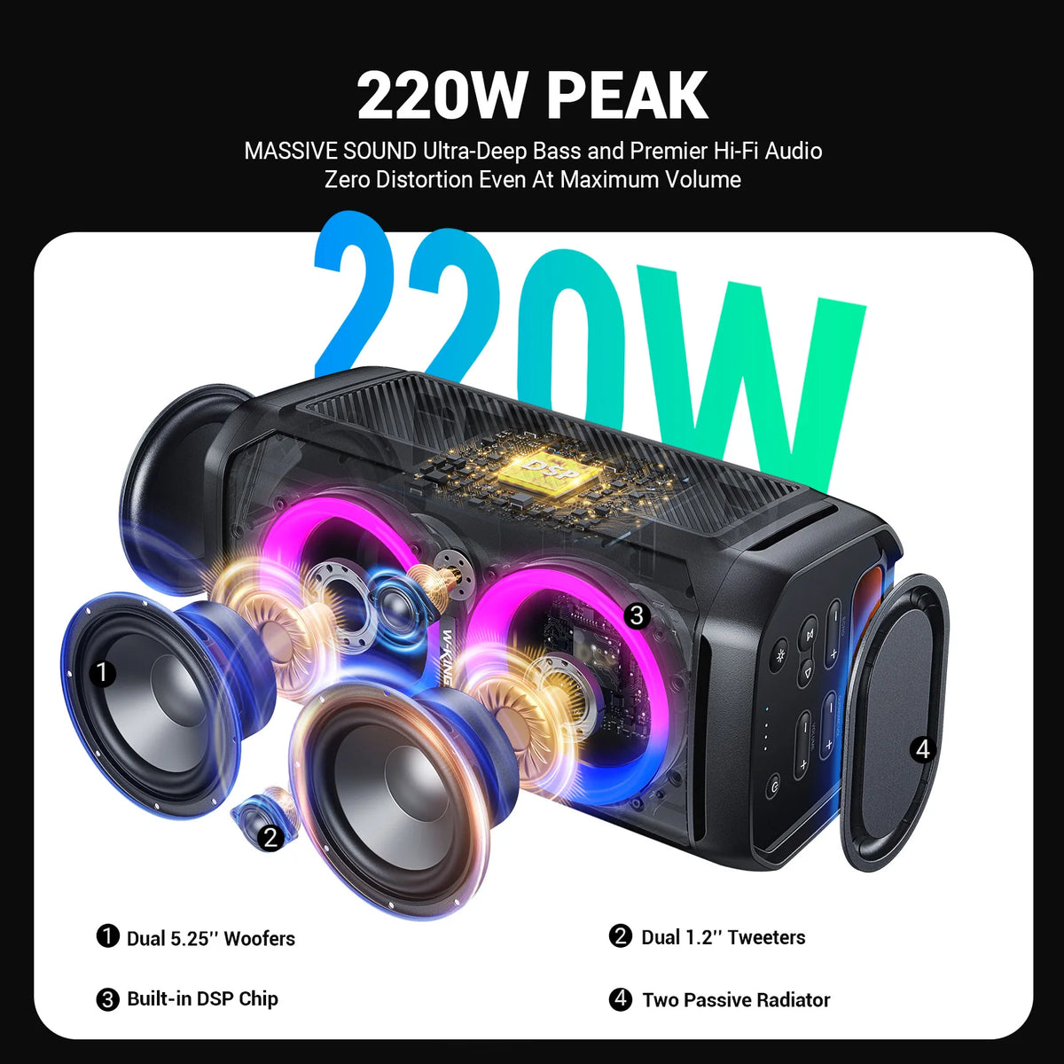 W-King T11 100W Bluetooth Speaker Waterproof