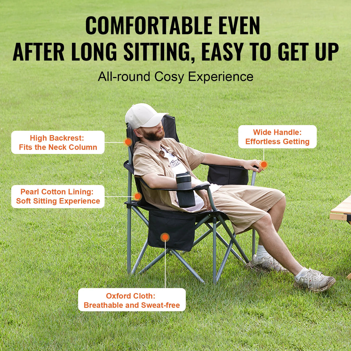 VEVOR Padded Folding Camping Chair With Armrests