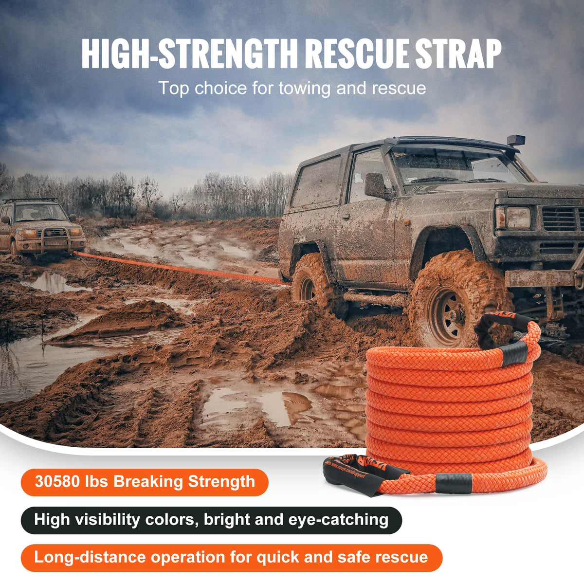 SucceBuy 20 Inch Nylon Offroad Recovery Tow Strap